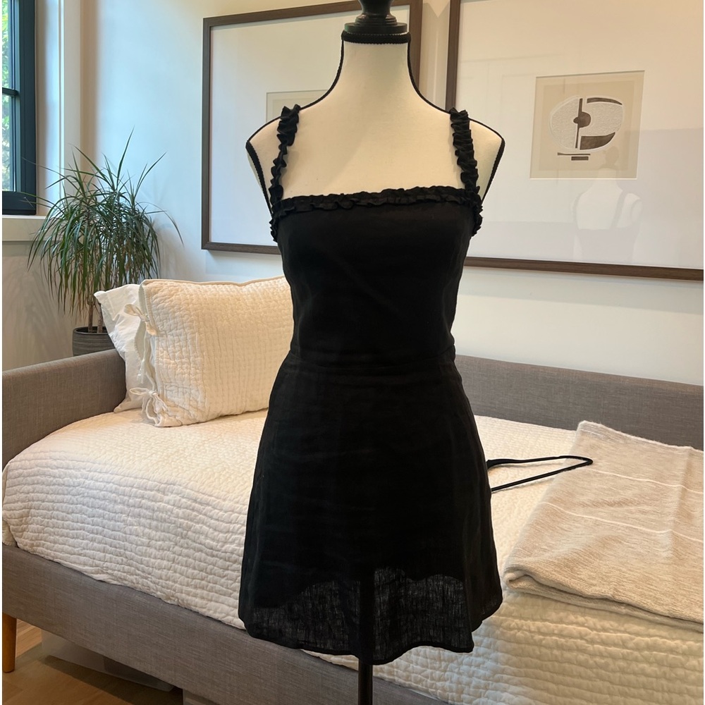 Reformation Black Linen Mini Dress Size 4